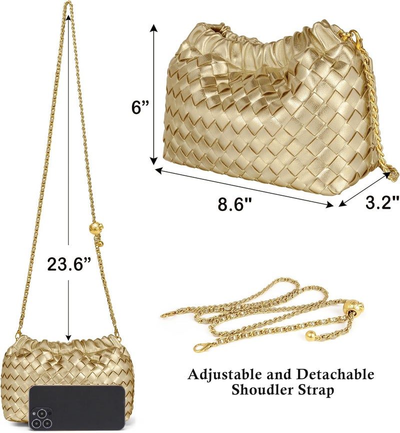 Joryin Woven Women's Crossbody Bag & Evening Purse, Trendy Dumpling Clutch & Hobo Cloud Shoulder Bag Trendy Dumpling Clutch - Image 5
